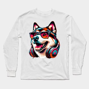 Grinning Chinook as a Stylish Smiling DJ Long Sleeve T-Shirt